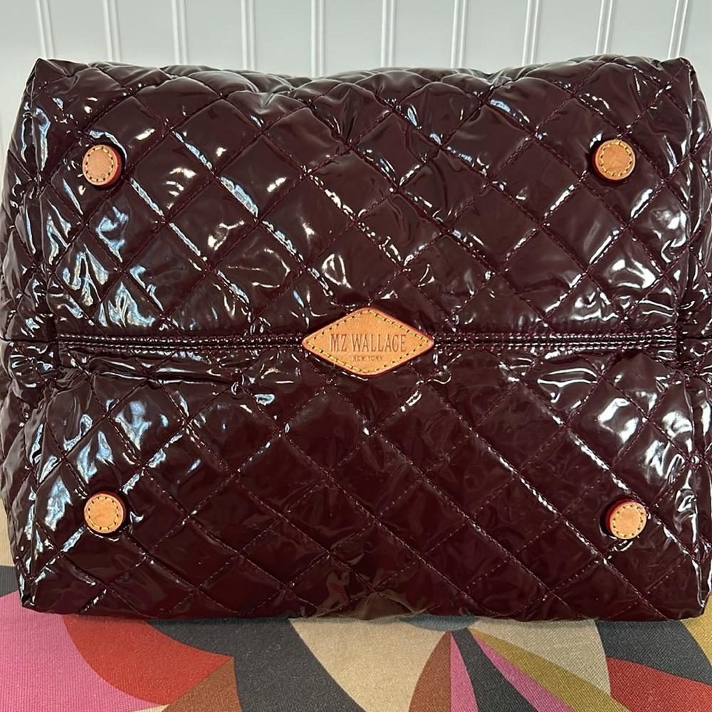 Like new MZ Wallace SMALL metro tote burgundy lacquer bag - Picture 3 of 8